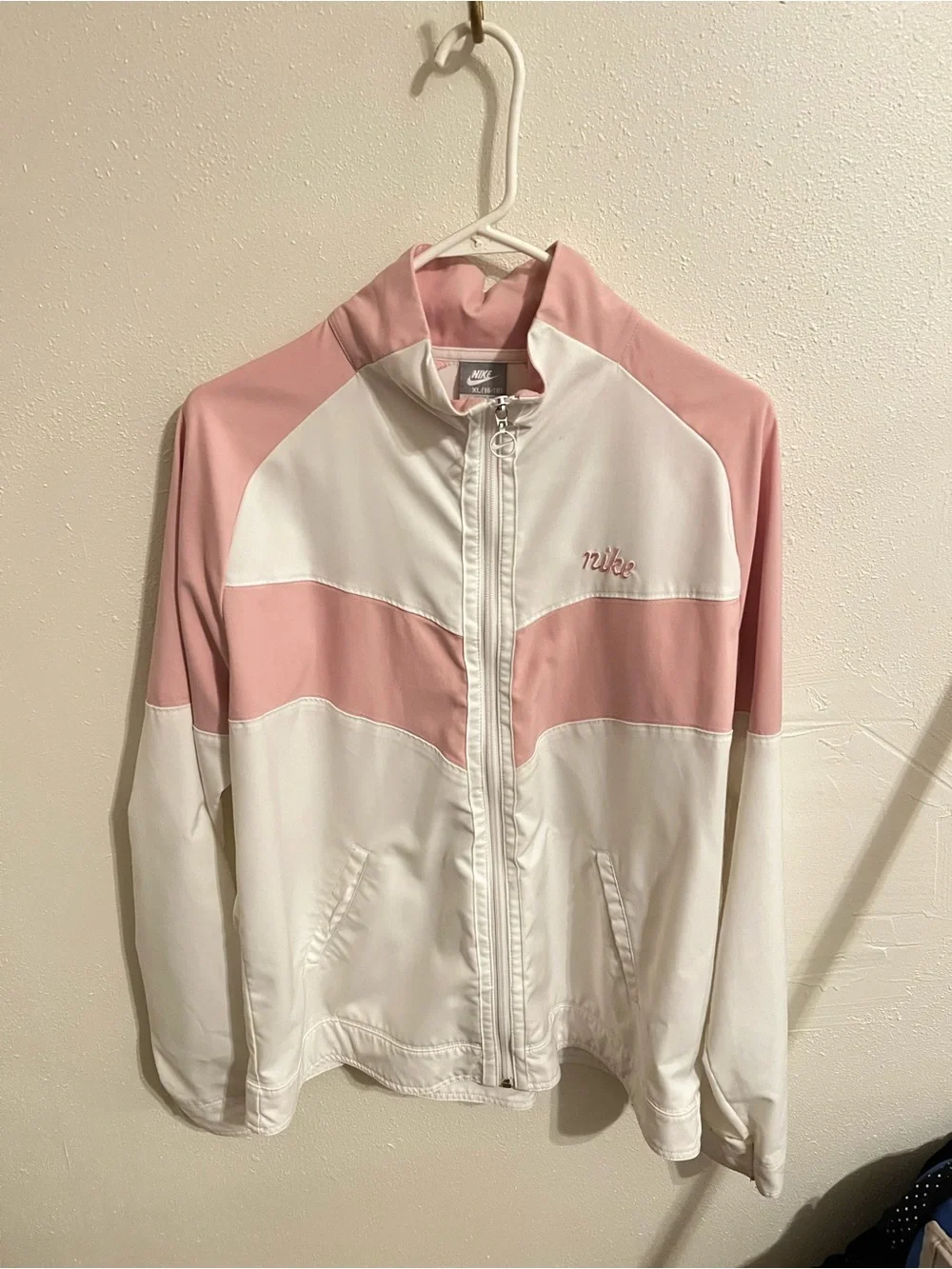 Nike Women’s Pink and White Colorblock Track Jacket